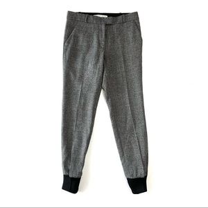 Veronica Beard Gray Wool Blend Jogger Pants with Black Cuffs